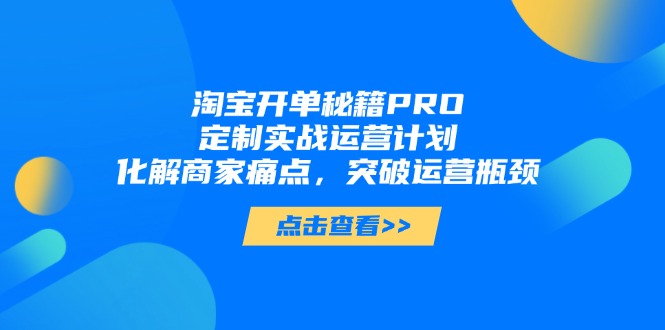 淘宝开单秘籍PRO，定制实战运营计划，化解商家痛点，突破运营瓶颈-百赚智库