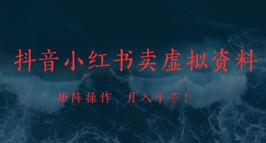 抖音小红书卖虚拟资料，市场需求一直存在，矩阵操作，月入1w+-百赚智库