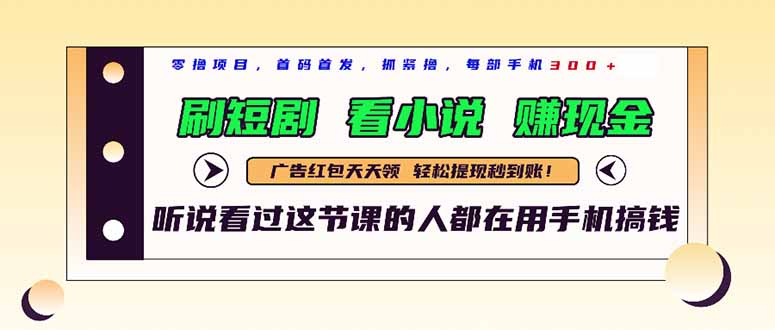 最新短剧平台，刷短剧，看小说，赚现金，一部手机日入300+-百赚智库