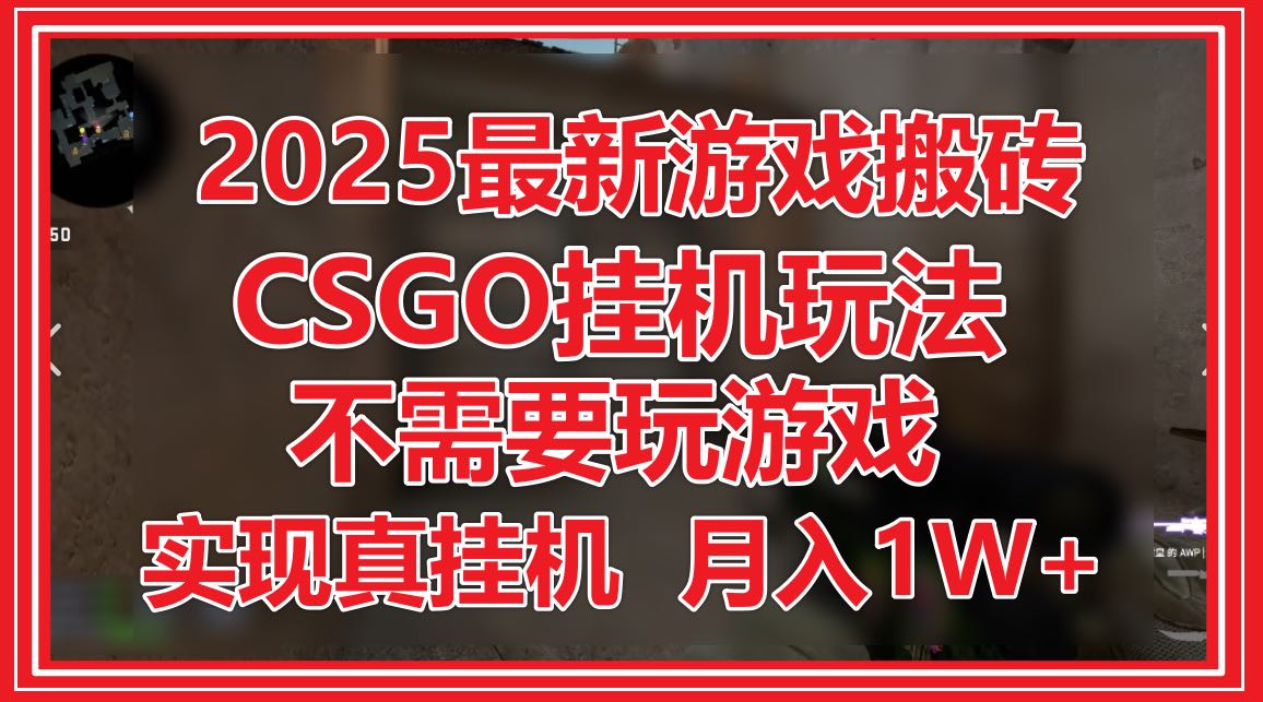2025最新游戏搬砖，CSGO挂机，不需要玩游戏，实现真挂机，月入1W+-百赚智库