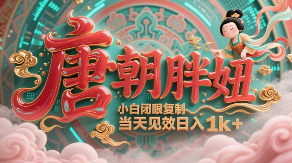 用AI克隆“唐朝胖妞”日更3条，平台疯狂推流，小白闭眼复制，当天见效，日入1k+-百赚智库