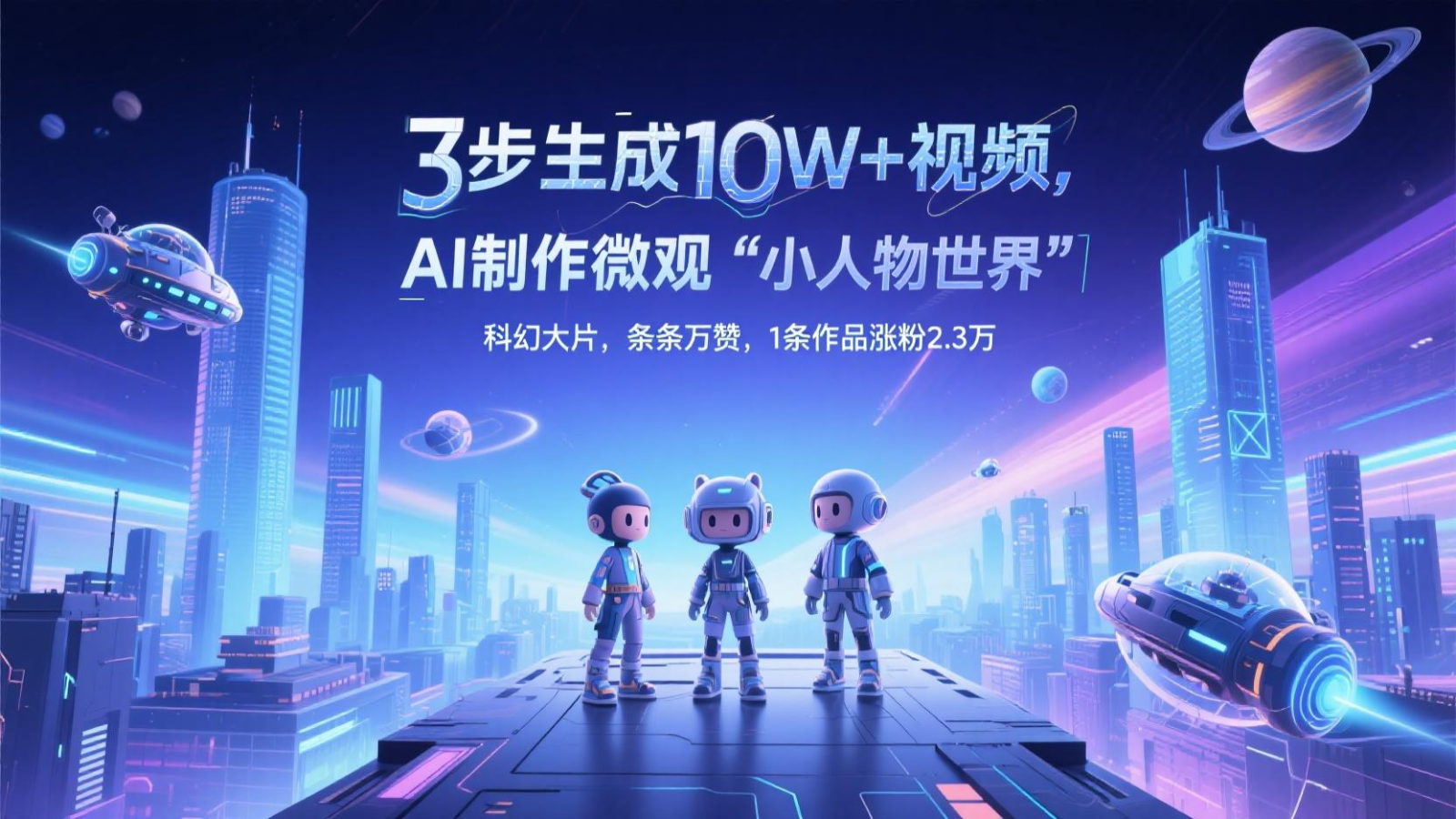 三步生成10W+视频，AI制作微观“小人物世界”科幻大片，条条万赞，1条作品涨粉2.3万-百赚智库