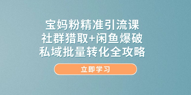 宝妈粉精准引流课，社群猎取+闲鱼爆破，私域批量转化全攻略-百赚智库