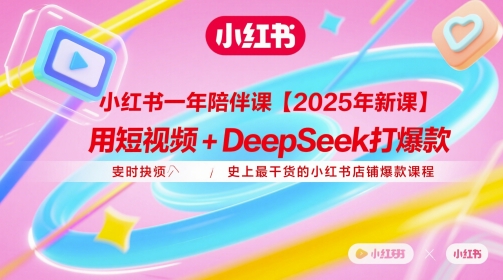 小红书一年陪伴课【2025年新课】，用短视频+deepSeek打爆款，史上最干货的小红书店铺爆款课程-百赚智库